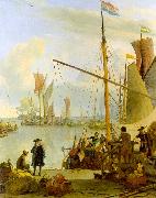 Ludolf Backhuysen The Y at Amsterdam viewed from Mussel Pier oil painting